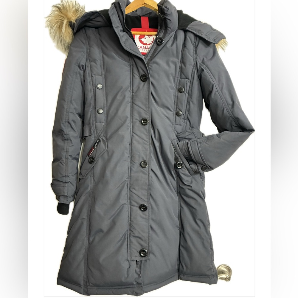 Canada Weather Gear Mid-Length Women's Parka Gray Jacket w/Faux Fur Hood Sz M